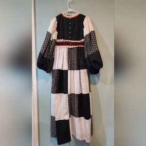 Vtg 70s Marianne Floral Patchwork Empire Maxi Dress Size 8 Prairie Puff Sleeve